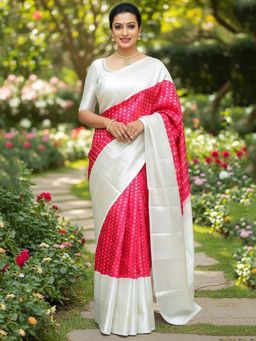 Anjaneya Sarees - Pink Designer Banarasi Silk Kanjivaram Saree with Unstitched Blouse