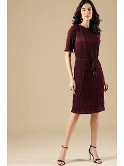 Gipsy - Maroon Regular Fit Poleyster Dress