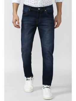 Peter England - Men Navy Dark Wash Slim Tapered Jeans