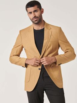 MR BUTTON - Brown Slim Fit Single Breasted Casual Blazer