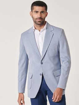 MR BUTTON - Blue Slim Fit Notched Lapel Single Breasted Casual Blazer
