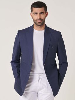 MR BUTTON - Blue Slim Fit Peaked Lapel Single Breasted Casual Blazer