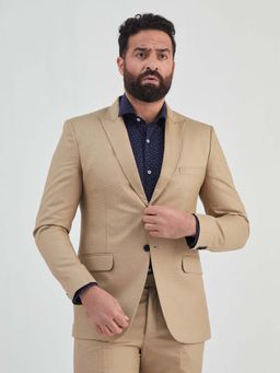 MR BUTTON - Beige Men Slim Fit Single Breasted Blazer