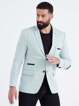 MR BUTTON - Green Men Checked Single Breasted Slim Fit Casual Blazer