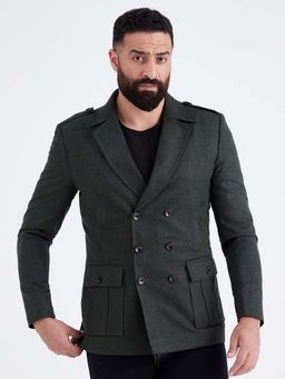 MR BUTTON - Grey Double Breasted Casual Tweed Blazer