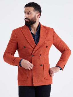 MR BUTTON - Orange Slim Fit Double Breasted Blazer