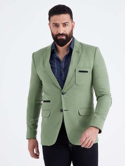 MR BUTTON - Green Single Breasted Terry Rayon Blazer