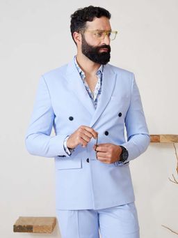 MR BUTTON - Blue Tailored Fit Double Breasted Blazer