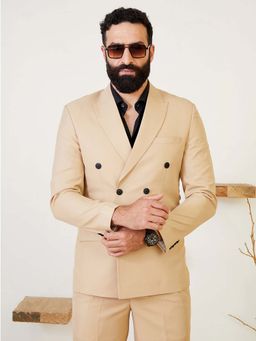MR BUTTON - Beige Men Tailored Fit Double Breasted Blazer