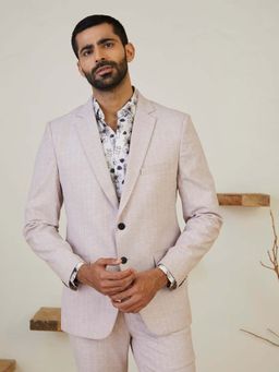 MR BUTTON - Men Striped Pink Tailored Fit Single Breasted Blazer