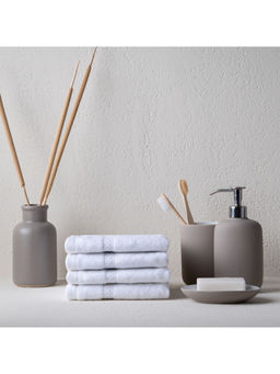 Feather & Spun - White Bamboo Cotton - Face Towel (Pack of 4) (M)