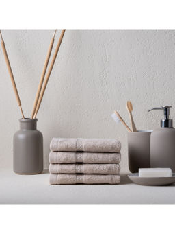 Feather & Spun - Beige Bamboo Cotton - Face Towel (Pack of 4) (M)