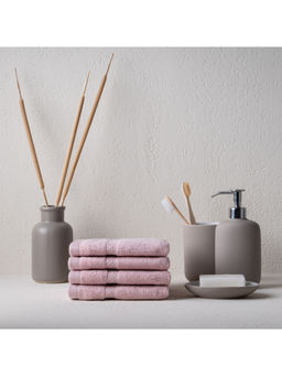 Feather & Spun - Pink Bamboo Cotton - Face Towel (Pack of 4) (M)