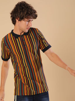 Campus Sutra - Men Striped Stylish Casual Polo T-shirts
