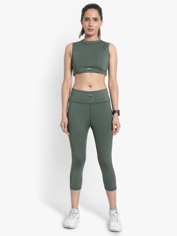 Wear Jukebox - WearJukebox Aero Pocket Tight & Crop Olive Top (Set of 2)