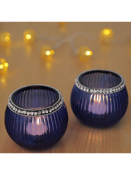 HomeTown - Glass Votive Set, Indigo