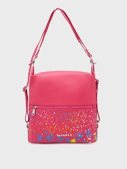 Caprese - Pink Abstract Handbag Cum Backpack