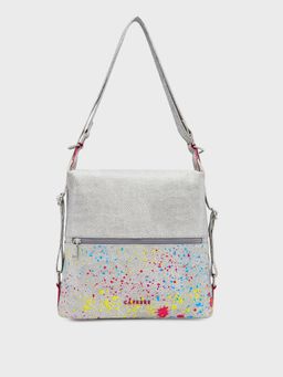 Caprese - Beige Abstract Handbag Cum Backpack