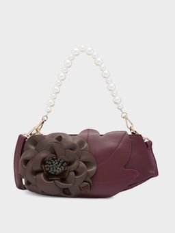 Caprese - Wine Floral Clutch with Detachable Strap