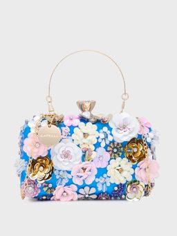 Caprese - Blue Floral Clutch with Detachable Strap