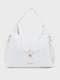 Caprese - White Solid Handheld Bag with Detachable Strap