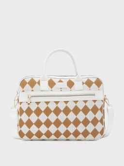 Caprese - Cream Checks Laptop Bag with Detachable Strap