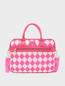 Caprese - Pink Checks Laptop Bag with Detachable Strap