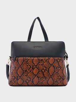 Caprese - Black Animal Print Laptop Bag with Detachable Strap