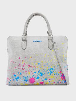 Caprese - Grey Abstract Laptop Bag with Detachable Strap