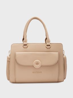 Caprese - Beige Solid Handheld Bag with Detachable Strap