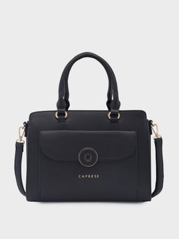 Caprese - Black Solid Handheld Bag with Detachable Strap