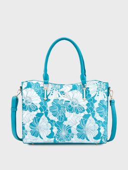 Caprese - Blue Printed Handheld Bag with Detachable Strap
