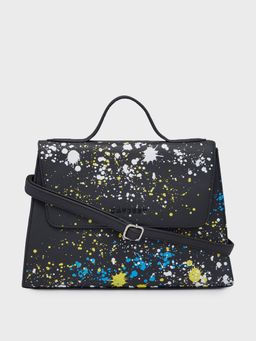 Caprese - Black Abstract Sling Bag with Detachbale Strap