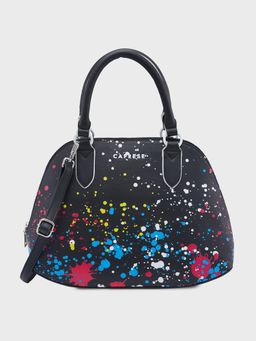 Caprese - Black Abstract Handheld Bag with Detachable Strap