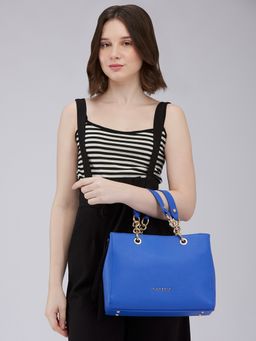 Caprese - Blue Solid Hand Bag with Detachable Strap (Set of 2)