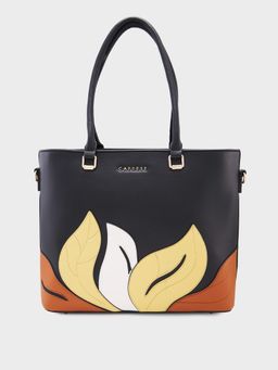 Caprese - Black Solid Hand Bag with Detachable Strap (Set of 2)