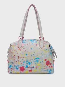 Caprese - Grey Abstract Hand Bag with Detachable Strap (Set of 2)