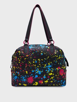 Caprese - Black Abstract Hand Bag with Detachable Strap (Set of 2)