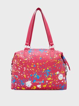 Caprese - Pink Abstract Hand Bag with Detachable Strap (Set of 2)