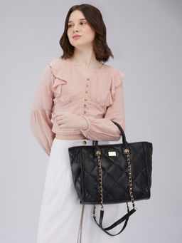 Caprese - Black Textured Hand Bag