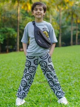 Napchief - Grey Smile Angel Oversized Co-Ord (Set of 2)