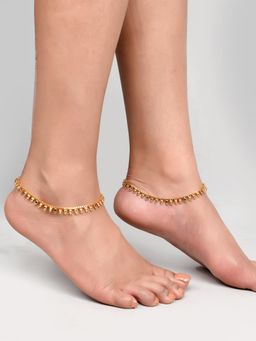 Silvermerc Designs - Gold Toned Multi Stone Studded Chain Anklet