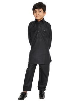Maharaja - Poly Cotton Pathani In Black for Boys (Set of 2)
