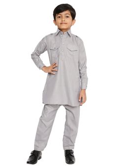 Maharaja - Poly Cotton Pathani In Grey for Boys (Set of 2)
