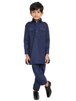 Maharaja - Poly Cotton Pathani In Blue for Boys (Set of 2)