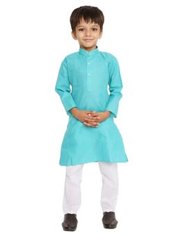 Maharaja - Blue Cotton Blend Kurta Pyjama for Boys (Set of 2)