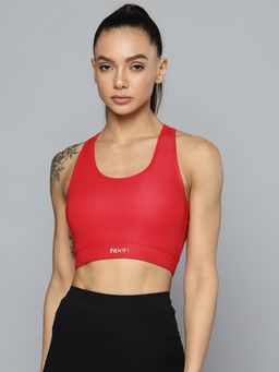 Fitkin - Red Medium Impact Sports Bra With Back Mesh