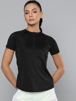 Fitkin - Black Front Zip T-shirt With Back Mesh Panel