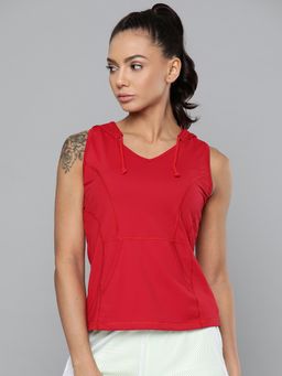 Fitkin - Women Sleeveless Hooded Top Red