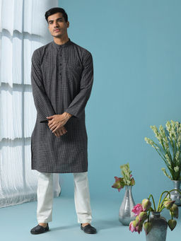 Fabindia - Cotton Dobby Slim Fit Long Kurta